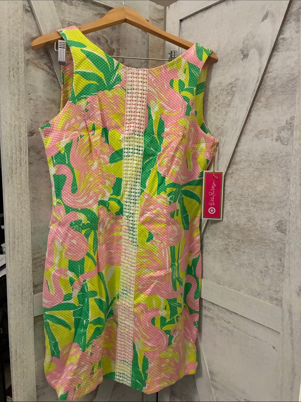 Lilly Pulitzer Pink, Green & Yellow Textured Floral Mini Dress